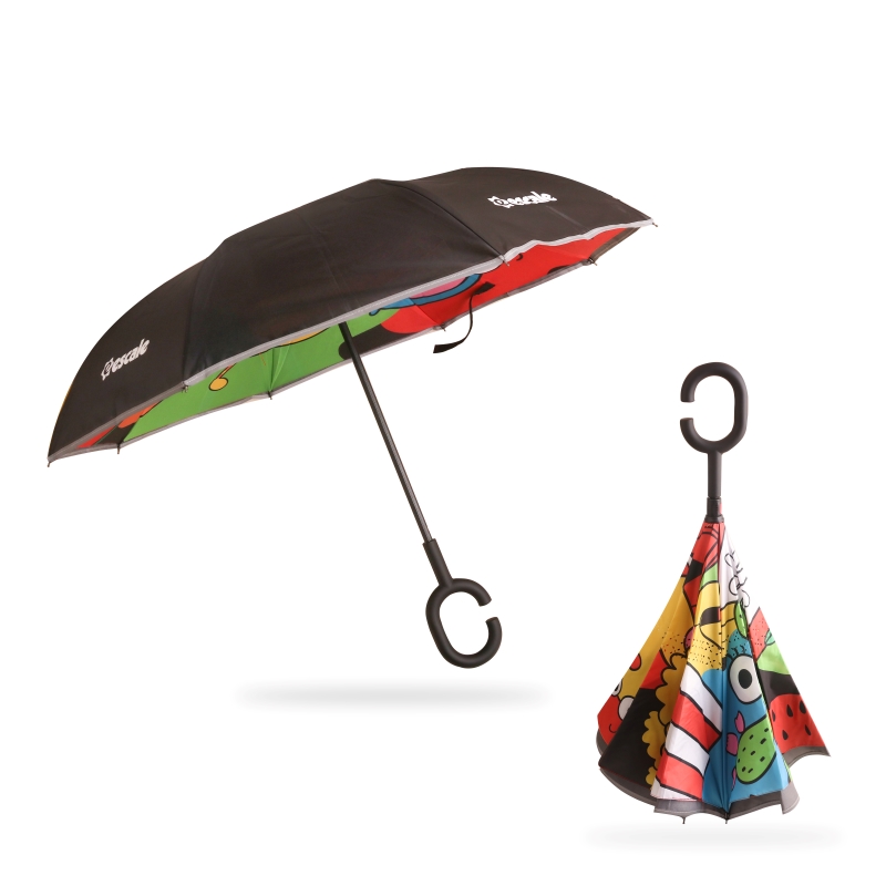 Full Colour Reversible Folding Umbrella